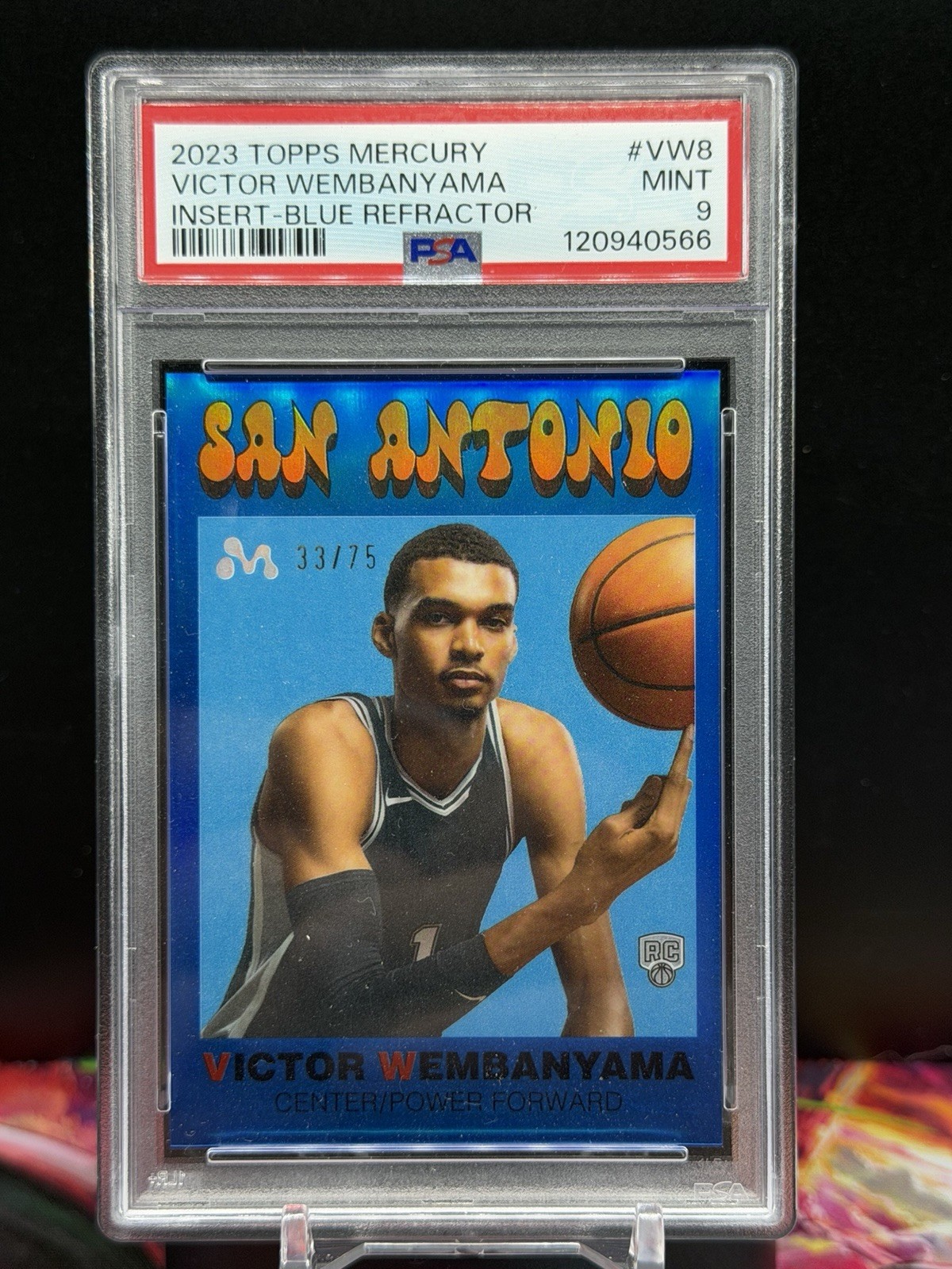 2023-24 Topps Mercury Victor Wembanyama Rookie /75 Insert Blue Refractor PSA 9 ✅