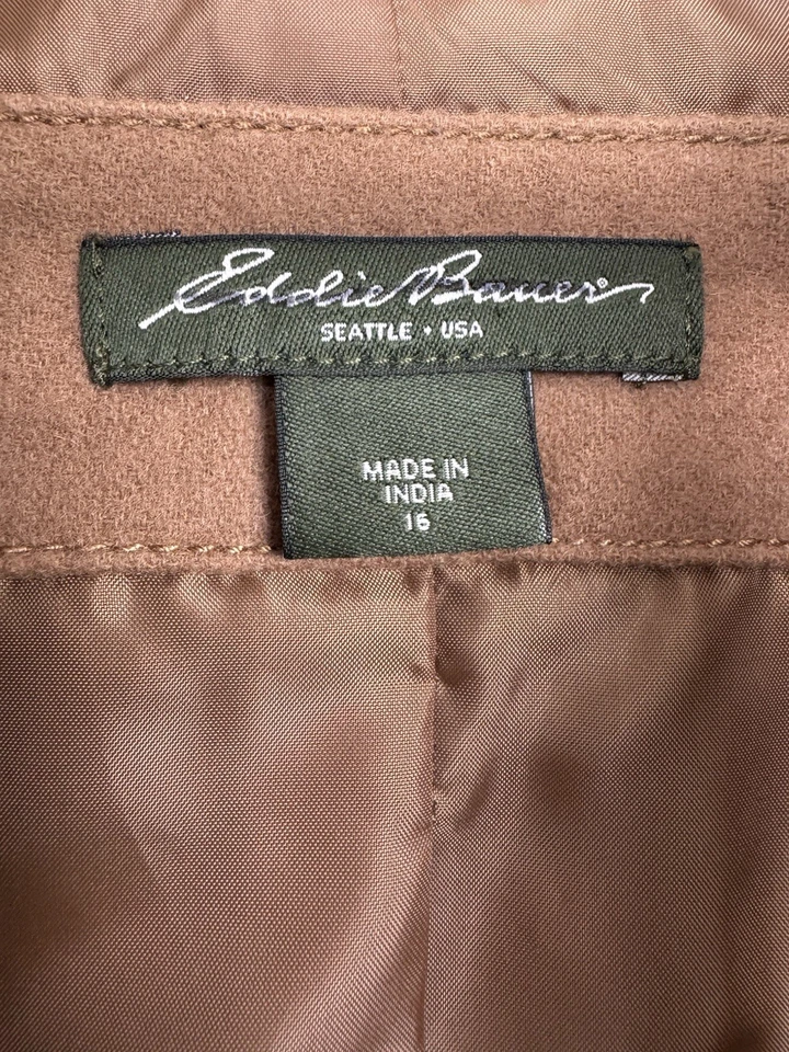 Eddie Bauer Brown Tan Wool Blazer Jacket Womens 16 Coat Button Work Chore Casual - Image 3 of 4