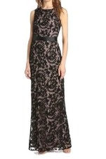 Adrianna Papell Womens Illusion Lace Sleeveless Column Mermaid Gown Blue size 12