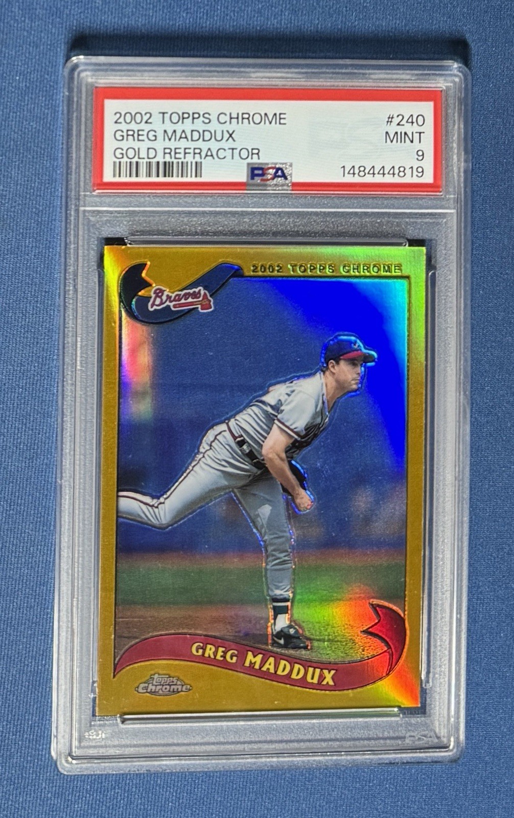 2002 Topps Chrome Greg Maddux Gold Refractor PSA 9 Braves #240