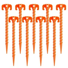 Spiral Plastic Tent Stakes 15 Pack - 10 Inch Heavy Duty Beach Tent Pegs Canopy S