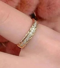 1 Ct Round Lab-Created Diamond Wedding Half Eternity Ring 14k Yellow Gold Plated