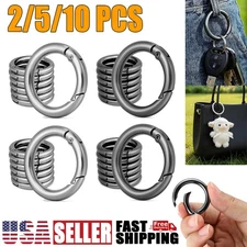 10x 1'' Metal Spring O Rings Clip Keychain, Round Carabiner Clips Keyrings Snap