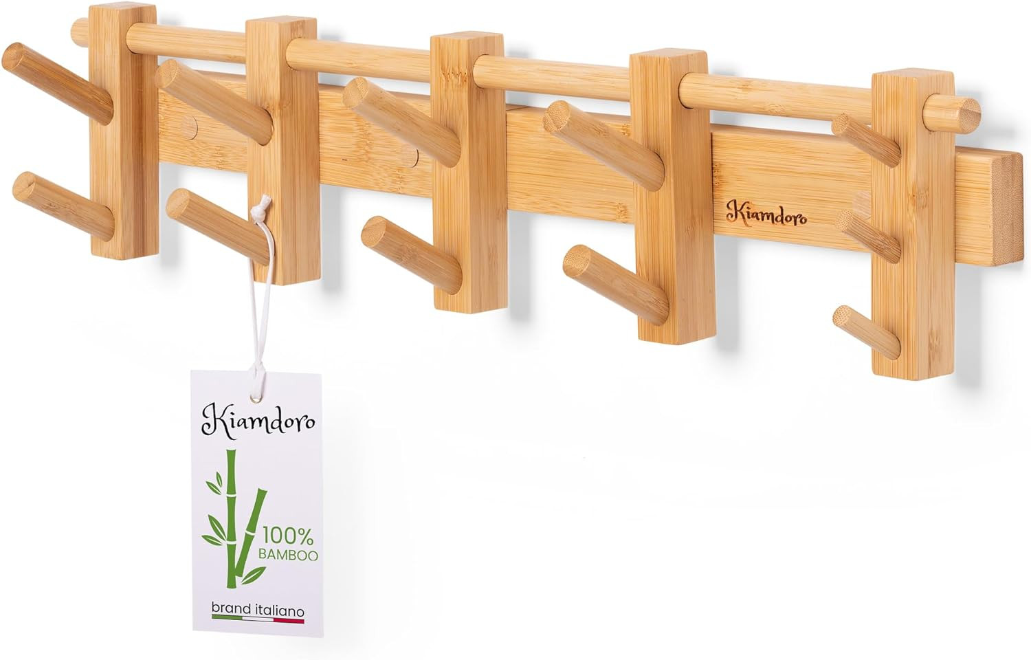 Offerta Attaccapanni Parete 58cm Legno - Appendiabiti 4 Ganci Eco