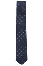 HUGO BOSS Made in Italy Jacquard Pattern Dark Blue Silk Blend Classic TIE