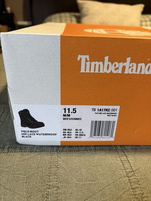 Timberland Waterproof Leather and Mesh Lace Up Black Men's Field Boots Size 11.5
