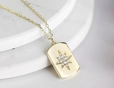 Real Moissanite 1.20Ct Round Cut Beauty Fancy Pendant 14K Yellow Gold Plated
