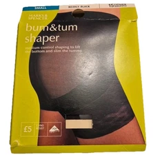 Marks & Spencer Small Nearly Black 15 Denier Bum And Tum Shaper Tights ~ New 