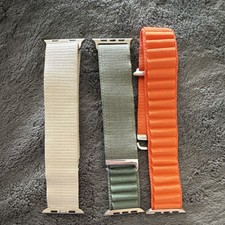 Nylon Straps for Apple Watch, Beige Green Orange, Set of 3 Replacement Bands