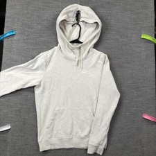 Nike Hoodie Womens XS Gray Small Swoosh Logo Kangaroo Fleece Pullover Sweatshirt