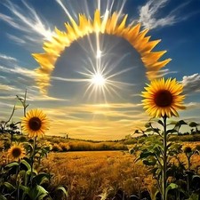 Sunflower Diamond Art Kits for Adults,Landscape 5D Diamond Painting Kit for Begi