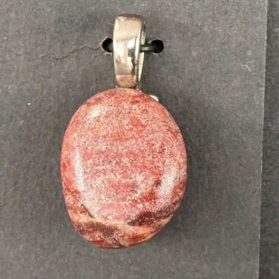 Quartz Style Stone Pendant - Strawberry Quartz - Pink Purple Brown - Silver Tone