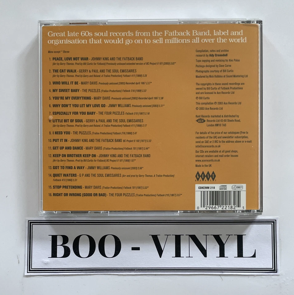 Various - Fatback's Soul Shop (CD 2003) Kent Records] funk soul album NM / M Foto 2 de 4