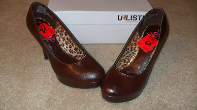 Womens Unlisted File System Platform Pump brown stone size 8.5 medium new in box