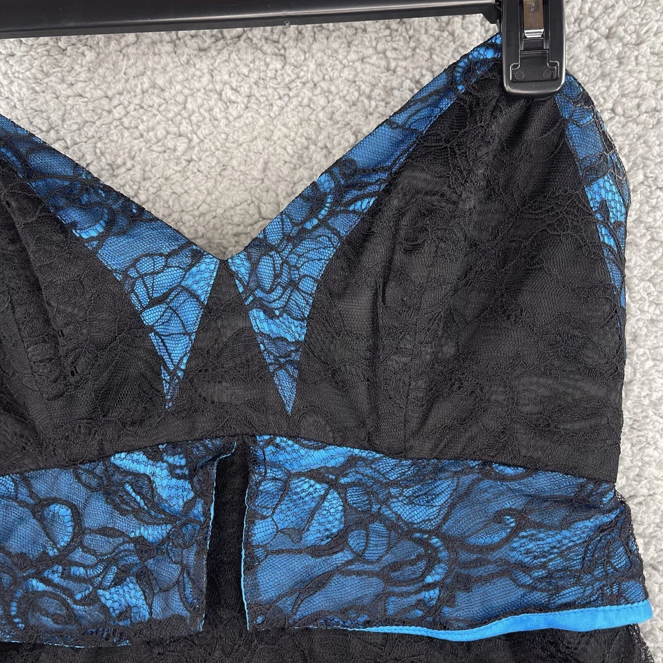 Vestido para mujer Foley + Corinna bustier mediano negro azul encaje sin tirantes fiesta Foto 3 de 4