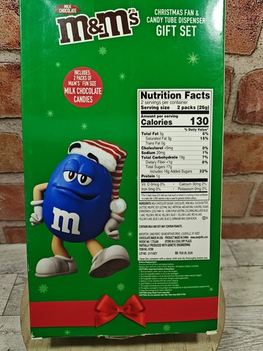 Juego Dispensador Tubo M&M's Ventilador Verde Rojo Papá Noel y Amarillo Nuevo En Caja - Imagen 4 de 5