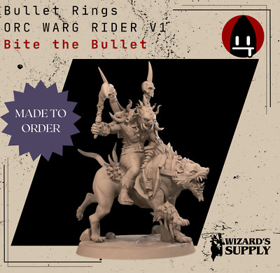 Orc Warg Rider V1 LOTR 3dprinted mini Bullet Rings Evil Bite the Bullet 3D dnd