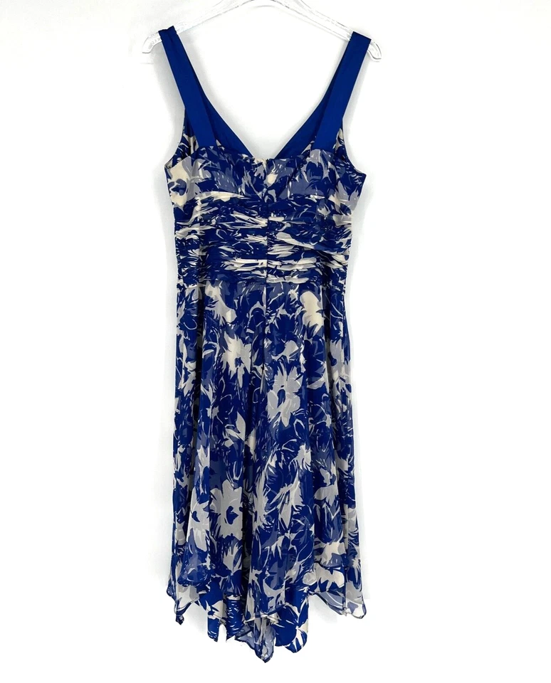 Vestido Donna Ricco Mujer 10 Azul Floral Asimétrico Seda Tropical Vacaciones Foto 2 de 4