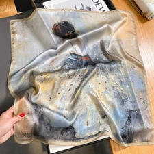 100% Silk 27'' Square Scarf Women Neckerchief Wrap Bandana Dancing Gril Patttern