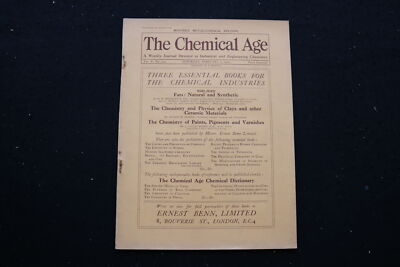 1924 FEB 2 THE CHEMICAL AGE MAGAZINE - THREE ESENTAIL BOOKD COVER - SP 4190I