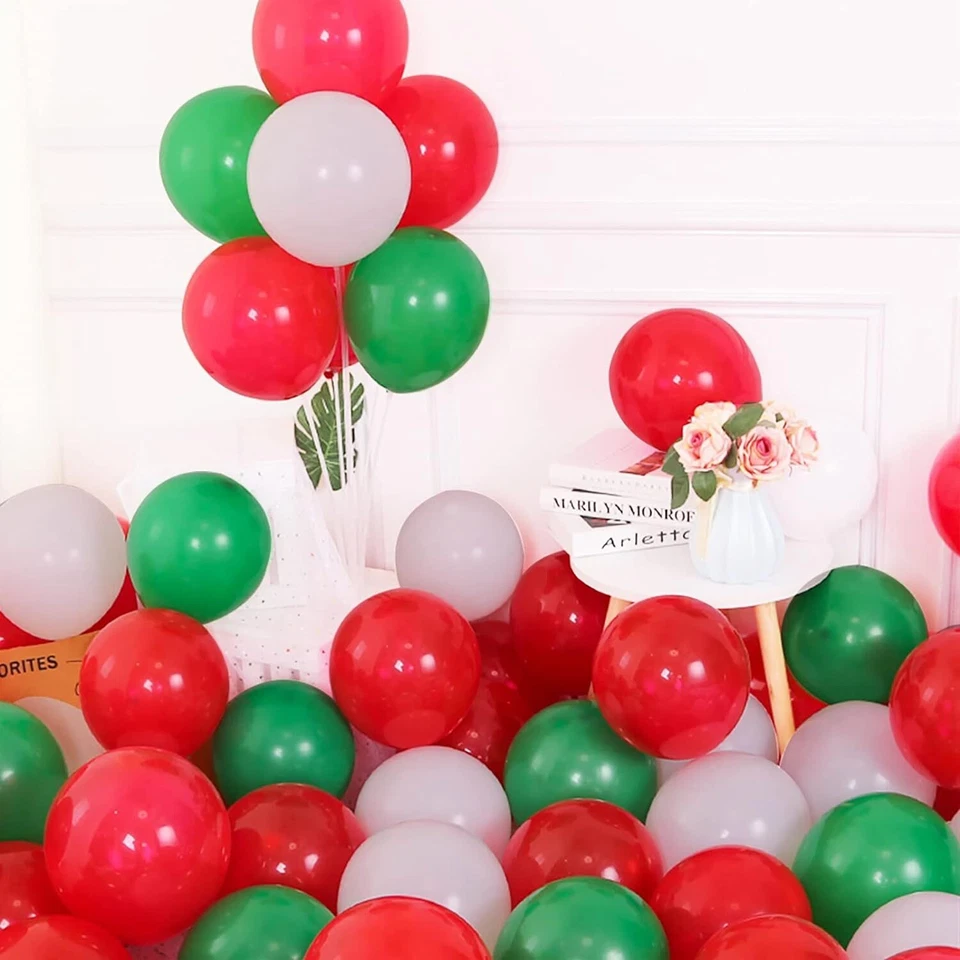 Balões Feliz Natal vermelhos e verdes 10" balões de hélio de látex balões de festa de Natal - Imagem 4 de 4