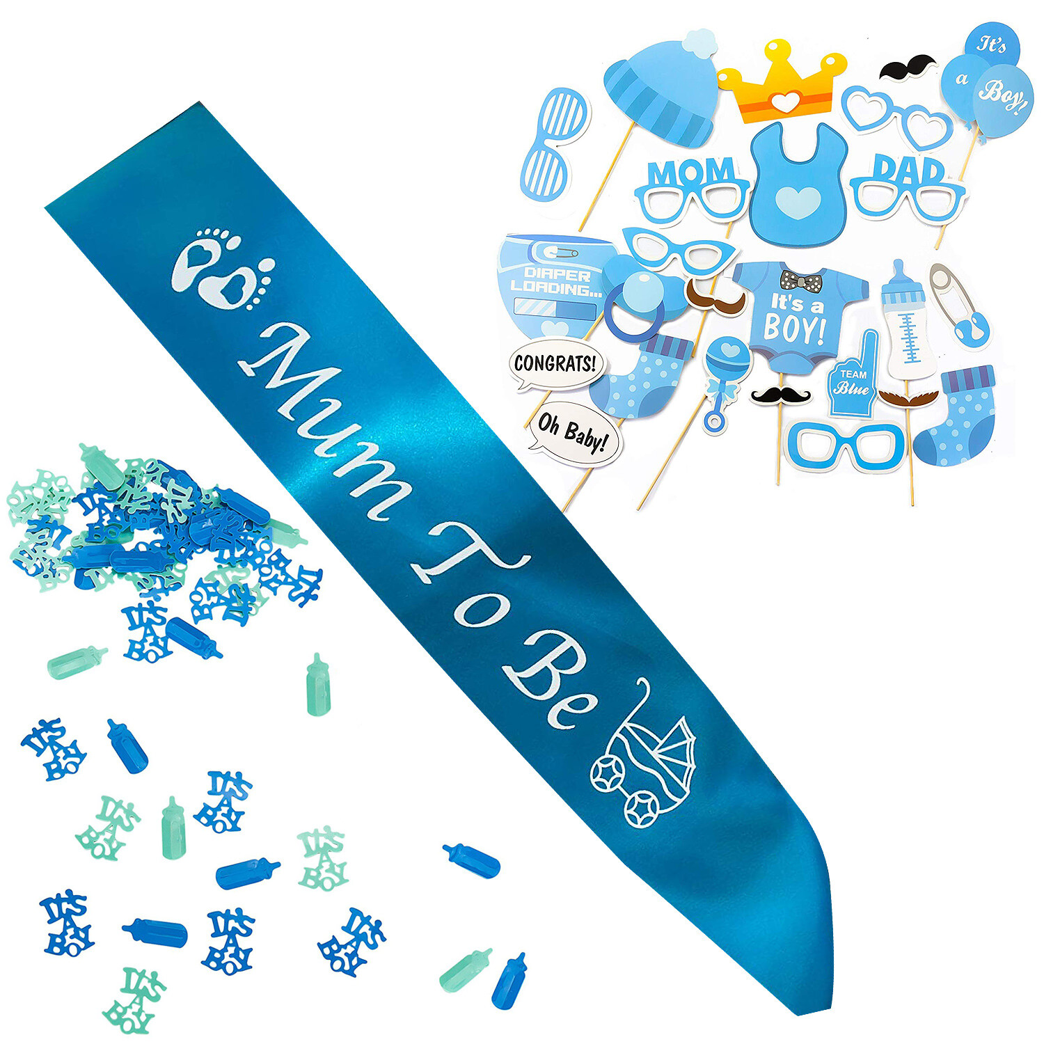 COLOFALLA Baby Shower Schärpe & Anstecker Set – Bald Mama & Papa Auf Französisch | Babyparty Dekoration