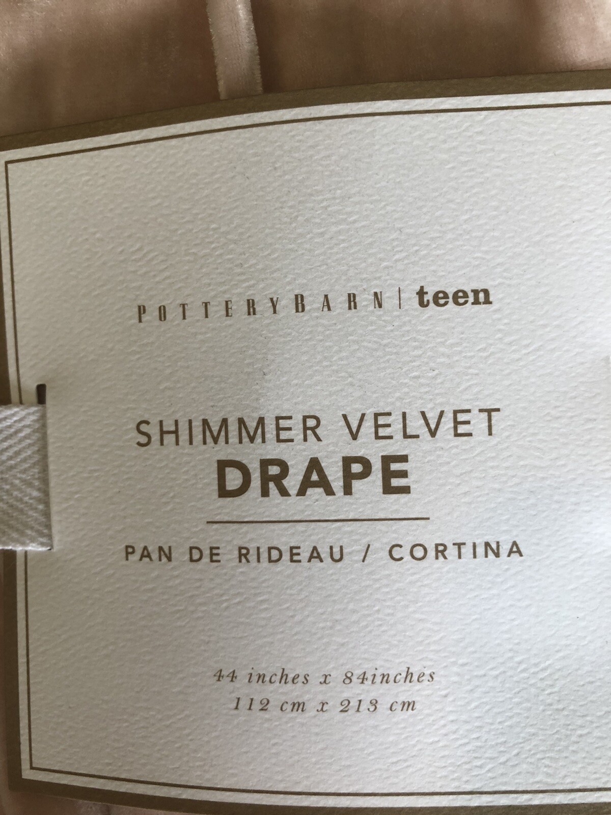 Set/2 Pottery Barn 84” Shimmer Velvet Tie Top Drapes Blush Stunning