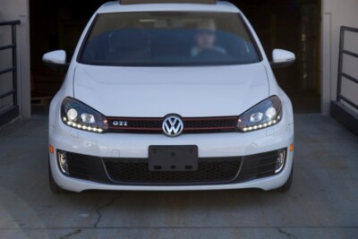 Fits Black 10-14 Vw Golf GTi Projector Headlights W/Daytime LED Running Lights