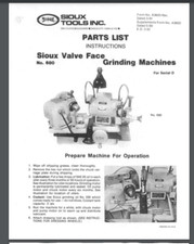 Sioux 680 Valve Face Grinding Machine Instructional Manual Parts List 22 Pgs D Sioux 680 Valve Face Grinding Machine Instructional Manual Parts List 22 Pgs D