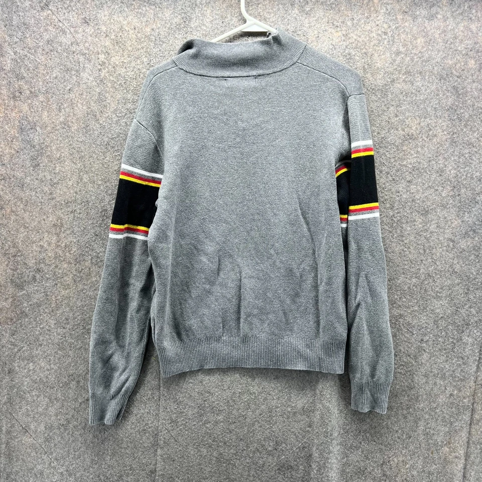 Guess Sweater Mens Medium Gray Black 1/4 Zip Pullover Fleece Spell Out VTG Y2K - Image 2 of 4