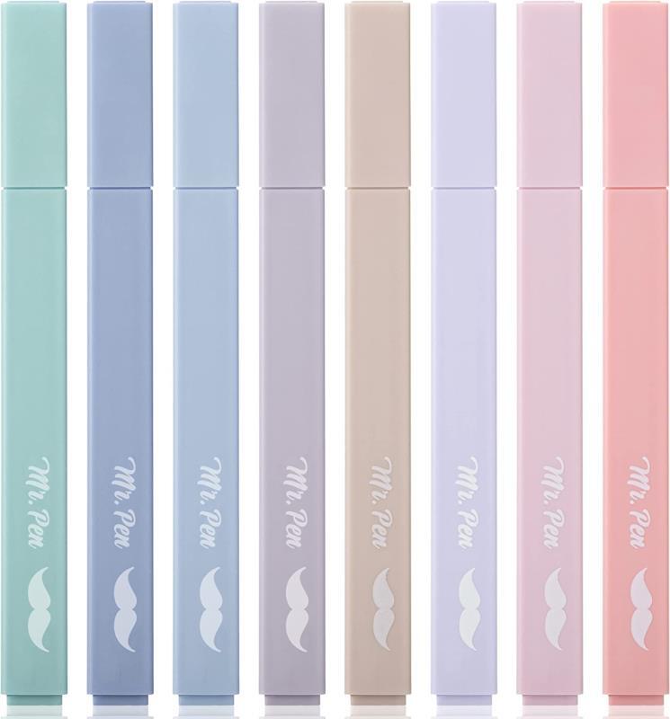 - Aesthetic Highlighters, 8 Pcs, Chisel Tip, Morandi Colors, No Bleed Bible High-image