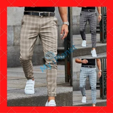 Men's Casual Trousers Loose And Thin Pantalones A Cuadros Elegante De Pitillo 