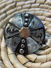 SILVER COPPER FLORAL CONCHO 1.5" screw back WESTERN HORSE SADDLE HEADSTALL TACK