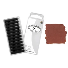 12 Thornton's Short Standard Fountain Pen Ink Cartridges, Sepia Ink