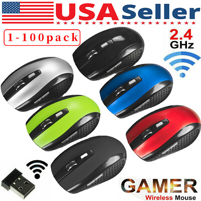  Wireless Optical Mouse Mice 2.4GHz USB Receiver For Laptop PC Computer DPI lot