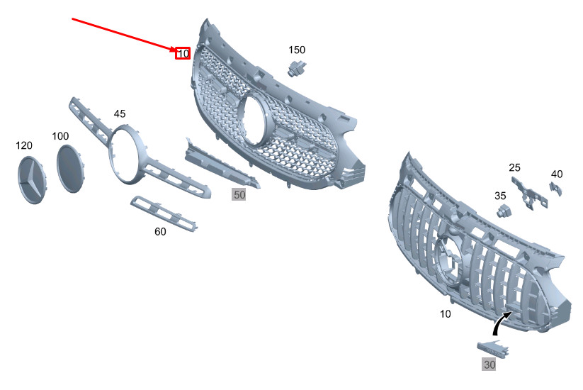 MERCEDES-BENZ GLA H247 RADIATOR GRILLE CARRIER A2478802205