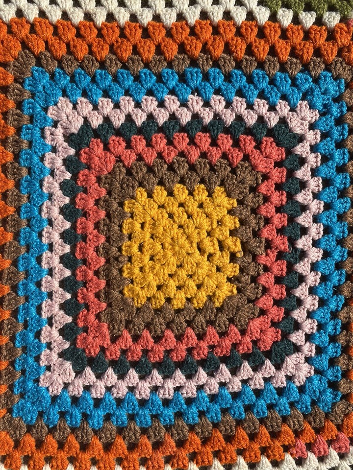 Vintage 1920s Afghan Throw Lap Blanket 50x50” Large Square Crocheted