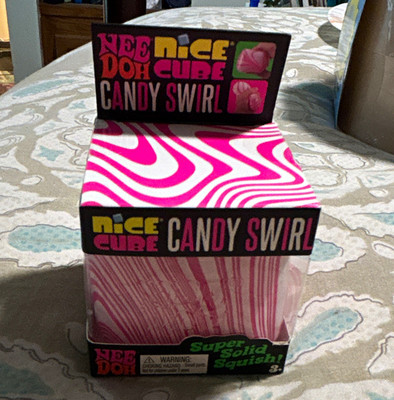 Nee Doh Nice Cube Candy Swirl Super Solid Squish Pink White Black