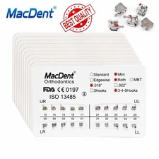10Packs MacDent Dental Orthodontic Brackets Braces Metal Mini Roth.018 Hooks 345