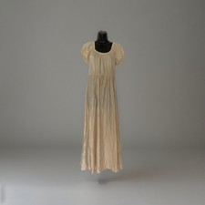 Vtg Glencraft Ilgwu Full Length Nightgown Beige Prairie Small L12