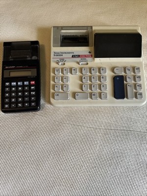 Lot 2 Calculators Texas Instruments TI-5035II & Sharp EL-1610 Printing Untested