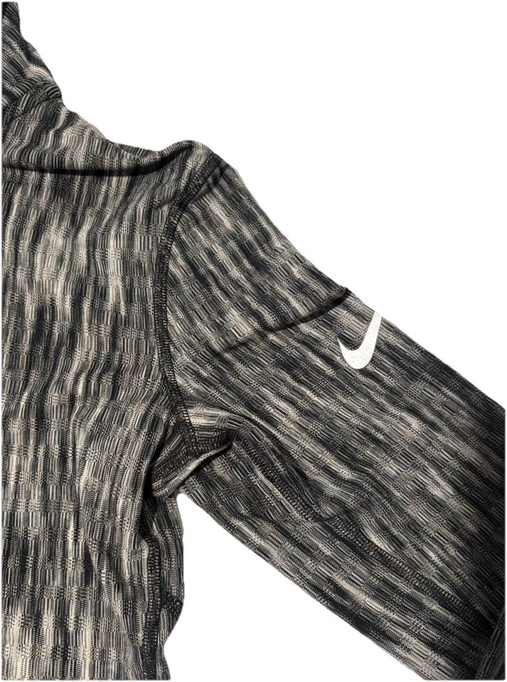 Mujer MED Nike Pro Hyperwarm 1/4 Cremallera Jersey Deportivo Patrón Negro y Gris. Foto 3 de 4