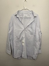 Calvin Klein Wrinkle-Free Mens Dress Shirt Regular Fit L Blue Checkered NEW