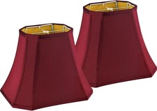 Square Cut Corner Lampshades Burgundy Red, 8x14x11 Inch Medium Table Lamp Sha...