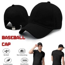 Black Cotton Baseball Cap Adjustable Sports Hat Casual Summer Men Women