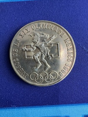 1968 Mexico 25 Pesos - 1968 Olympic Games XIX  .720 Silver  Coin Silver