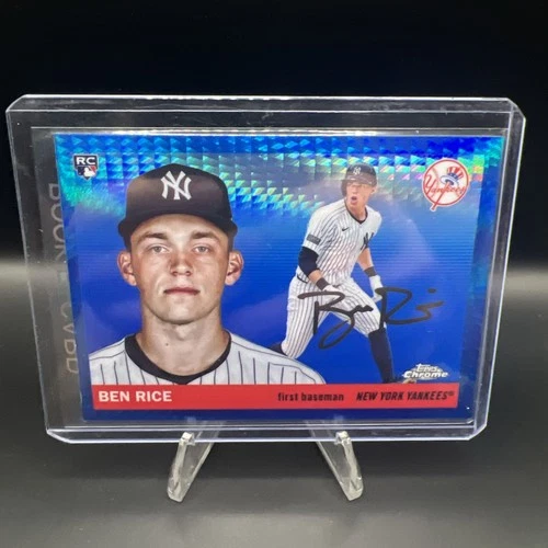2025 Topps Chrome Platinum Ben Rice Blue Prism Refractor RC Yankees Rookie