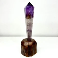 1.3LB Natural Amethyst Quartz Crystal Single-End Terminated Wand Point Healing