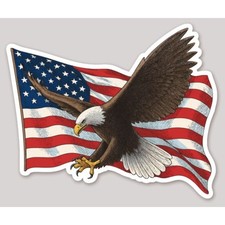 Wavy American Flag With Eagle United States Available Multiple Vinyl Sticker