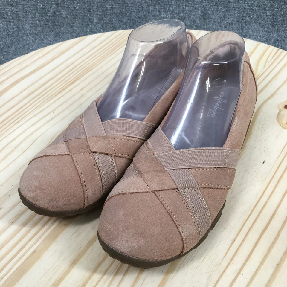 Clarks Zapatos Mujer 9M Haley Jay Informales Sin Cordones Cómodos Ballet Pisos Beige Gamuza Foto 3 de 4